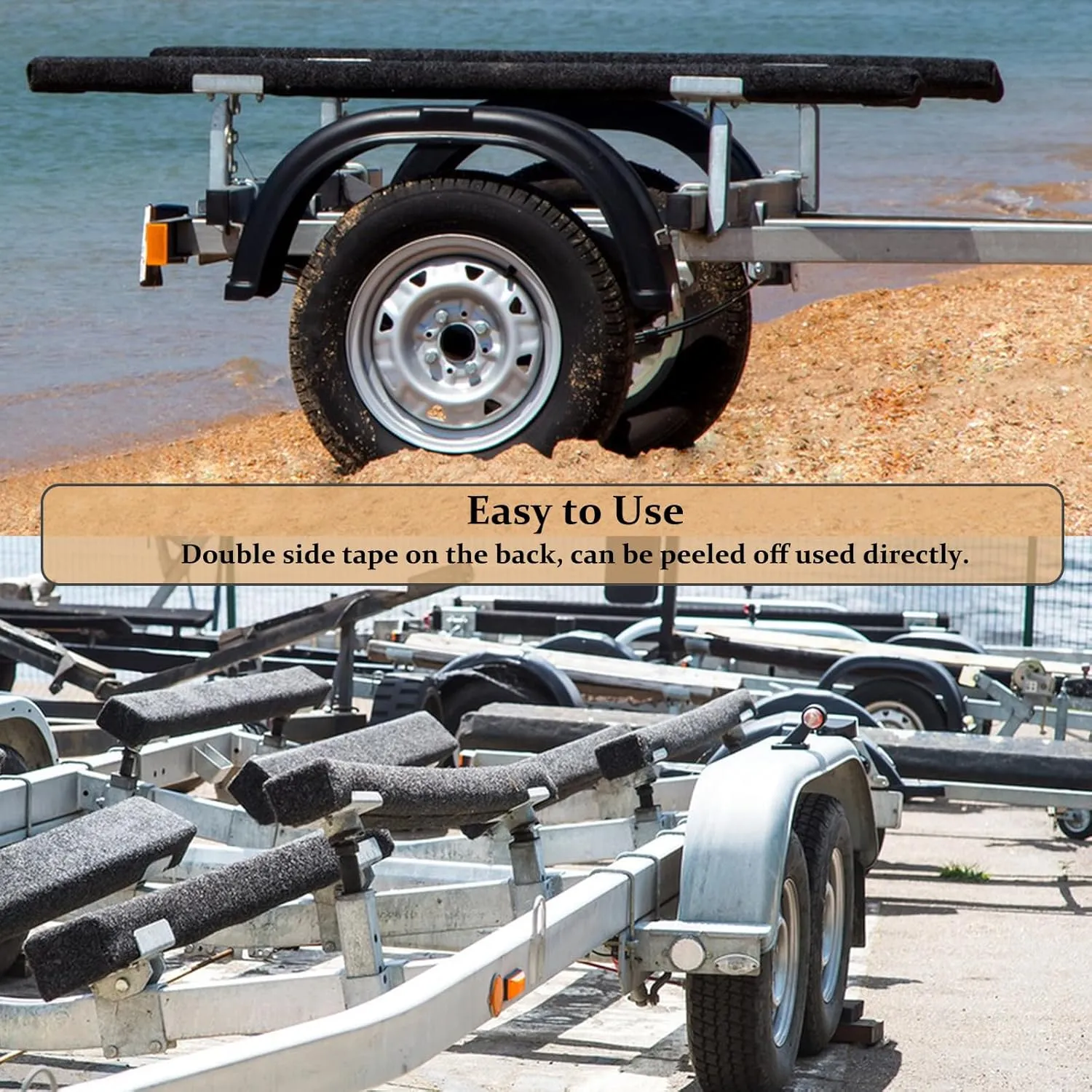 Boat Trailer Bunk Carpet, 2 Pcs 12in x 13ft Boat Bunk Carpet, Adhesive Backed Marine Carpet Trailer Bunk Padding for Outdoor Boats Trailers Jet Ski Ramps Trailer Accessories