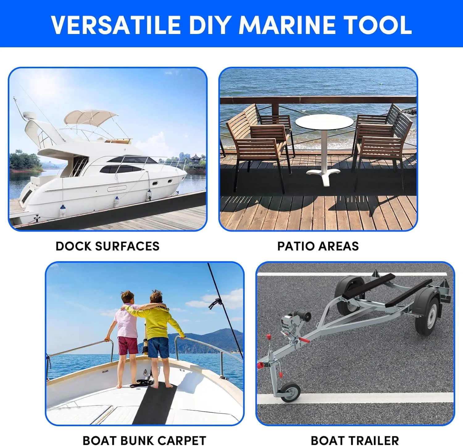 Boat Trailer Bunk Carpet - Black Boat Bunks for Trailers - Jet Ski Ramps (2 Thickness, 6 Sizes, 4 Colors, 1-2 Pack)