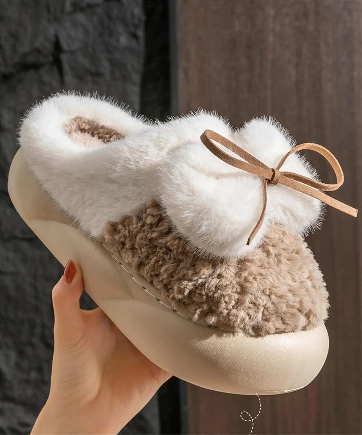 Bow slippers Plush slippers Home cotton slippers Men's and women's cotton slippers Indoor and outdoor cotton slippers Cute slippers