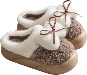 Bow slippers Plush slippers Home cotton slippers Men's and women's cotton slippers Indoor and outdoor cotton slippers Cute slippers