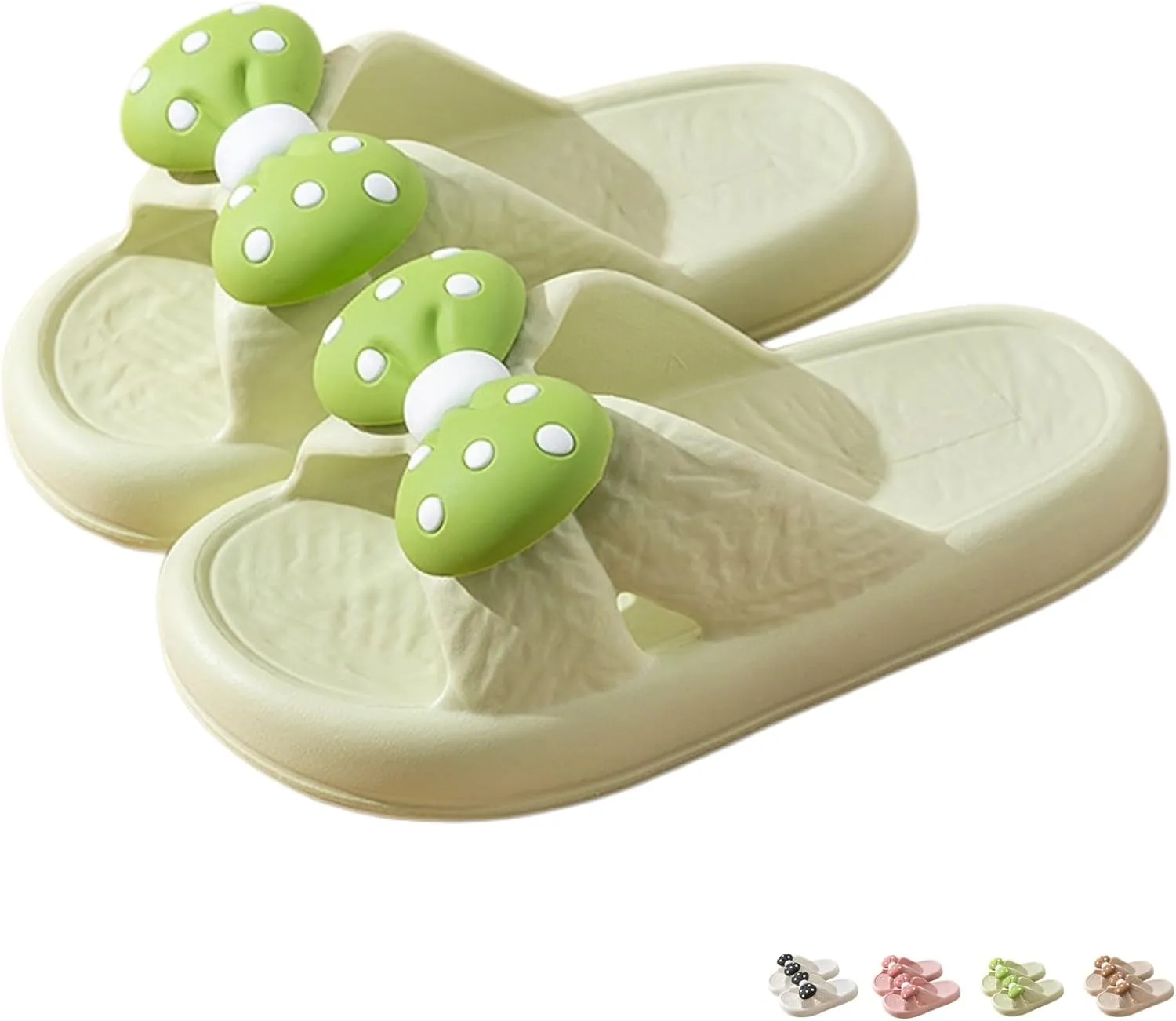 Bow Tie Slippers for Women Indoor Cute Summer Home Open Toe Slides Sandals Bow House Slippers Non-Slip Shoes Bedroom Cozy Slippers with Bows Comfy Lightweight Slip On Outdoor Beach Slippers