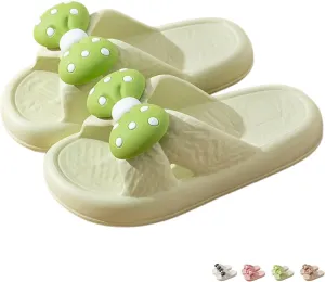 Bow Tie Slippers for Women Indoor Cute Summer Home Open Toe Slides Sandals Bow House Slippers Non-Slip Shoes Bedroom Cozy Slippers with Bows Comfy Lightweight Slip On Outdoor Beach Slippers