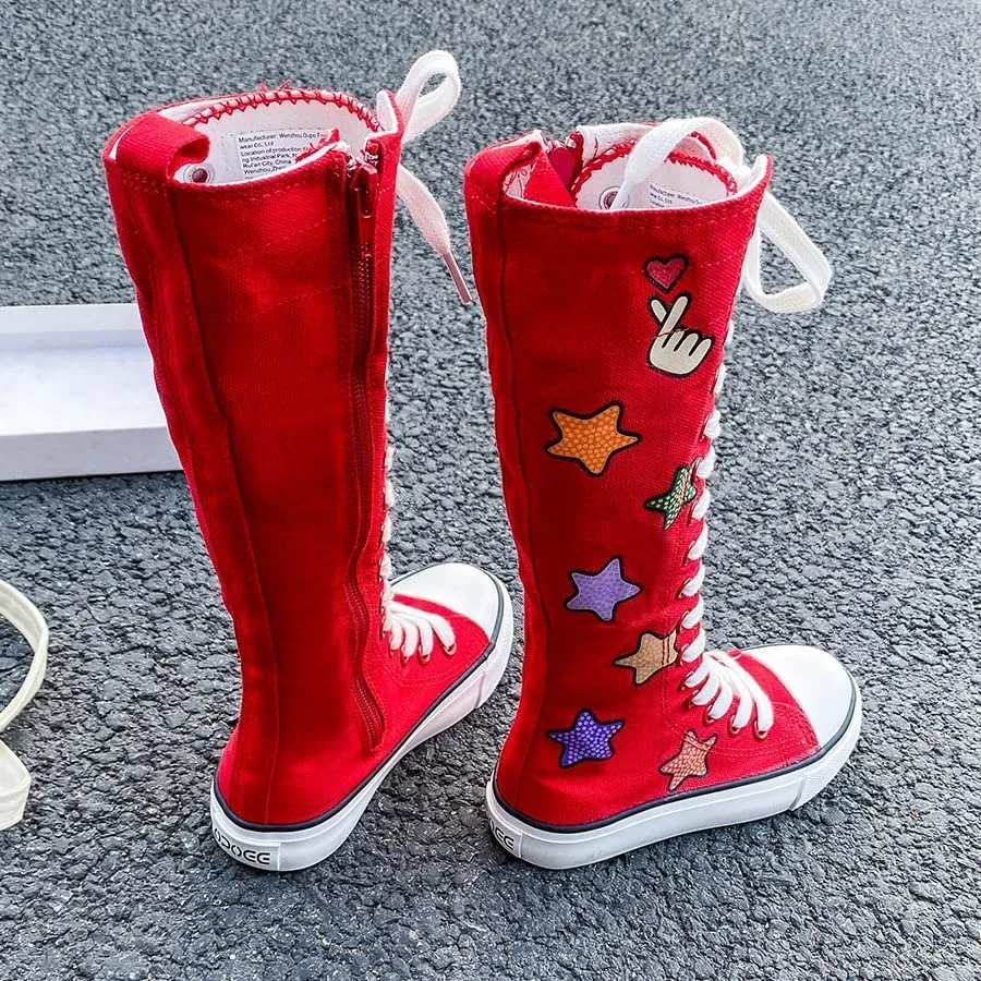 Boys and Girls High Top Children's Canvas Shoes Fashion Street Dance White Campus Shoe Outdoor Leisure Sneakers Shoes