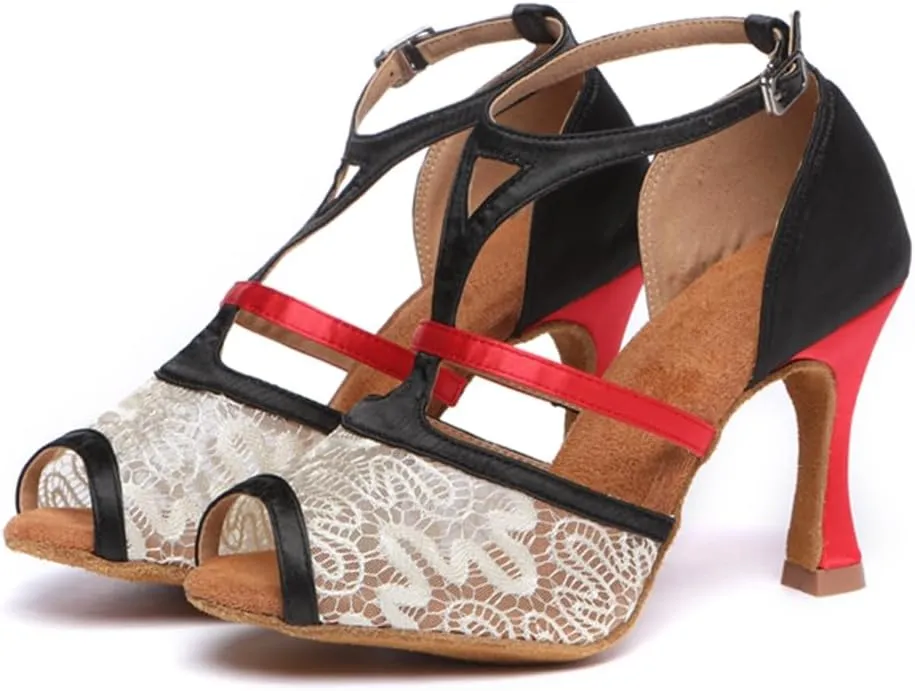 Breathable lace vamp Dance Shoes for Women Ballroom Stylish Bridal Wedding Sandals