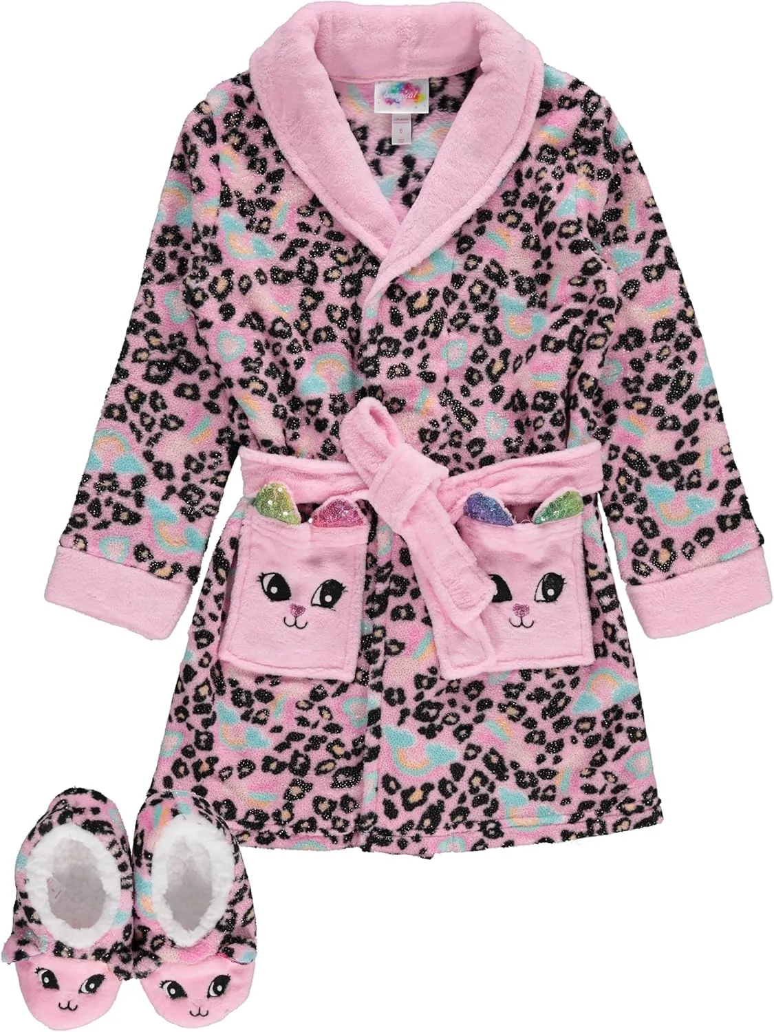 BTween Girls' Unicorn Bathrobe Set - Soft, Cozy, and Fun with Matching Slippers - Perfect for Lounging