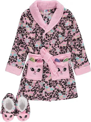 BTween Girls' Unicorn Bathrobe Set - Soft, Cozy, and Fun with Matching Slippers - Perfect for Lounging