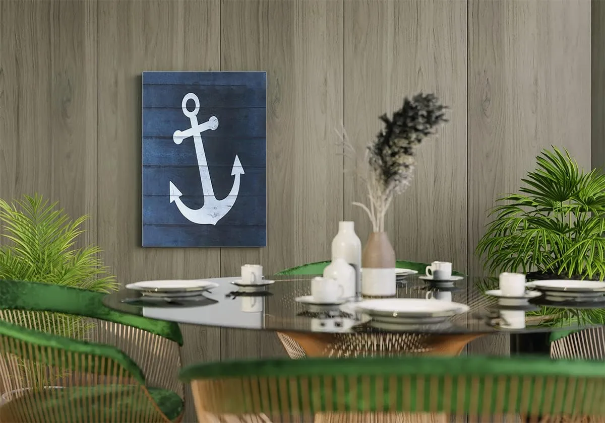 BXFAHZJ Boat Anchor Navy Blue Wall Art Canvas Farmhouse Navigation Theme 11x14 Inch Prints Decor For Home Bedroom Living Room Beach House, Gift For Ocean Lovers