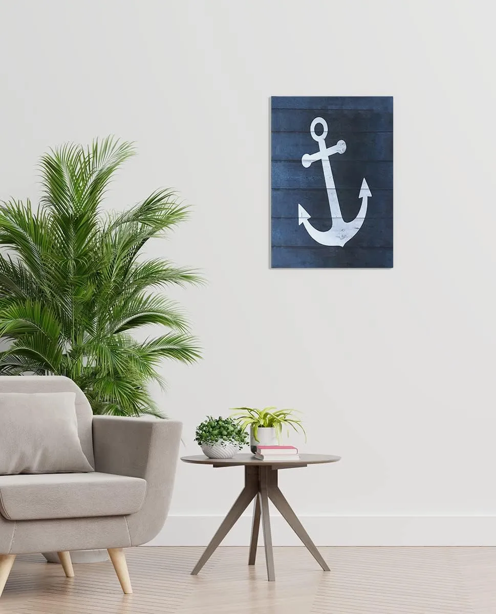 BXFAHZJ Boat Anchor Navy Blue Wall Art Canvas Farmhouse Navigation Theme 11x14 Inch Prints Decor For Home Bedroom Living Room Beach House, Gift For Ocean Lovers