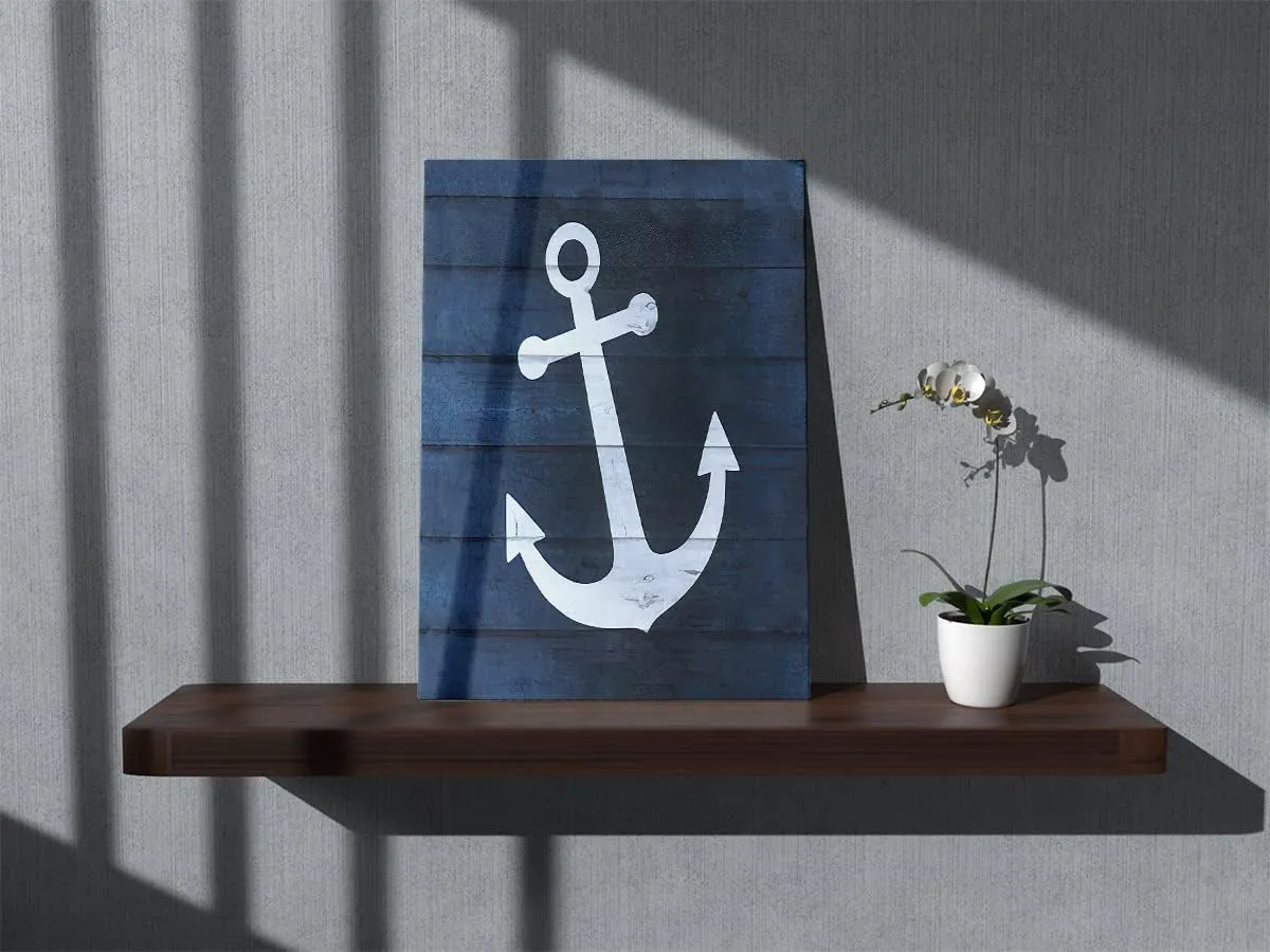 BXFAHZJ Boat Anchor Navy Blue Wall Art Canvas Farmhouse Navigation Theme 11x14 Inch Prints Decor For Home Bedroom Living Room Beach House, Gift For Ocean Lovers