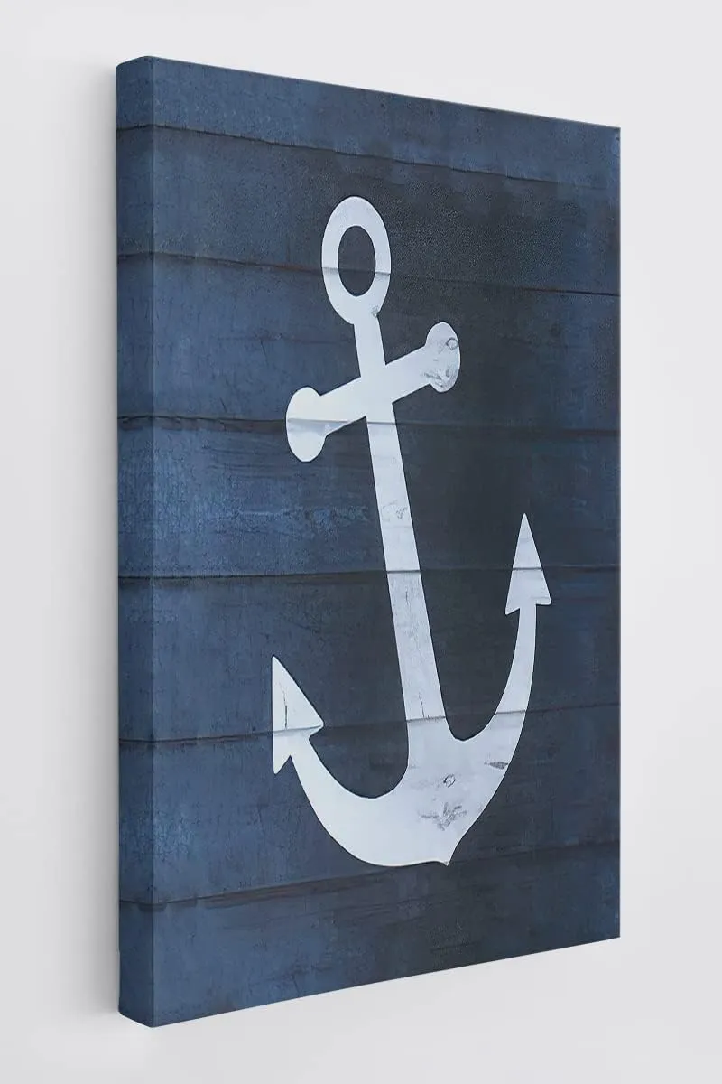 BXFAHZJ Boat Anchor Navy Blue Wall Art Canvas Farmhouse Navigation Theme 11x14 Inch Prints Decor For Home Bedroom Living Room Beach House, Gift For Ocean Lovers
