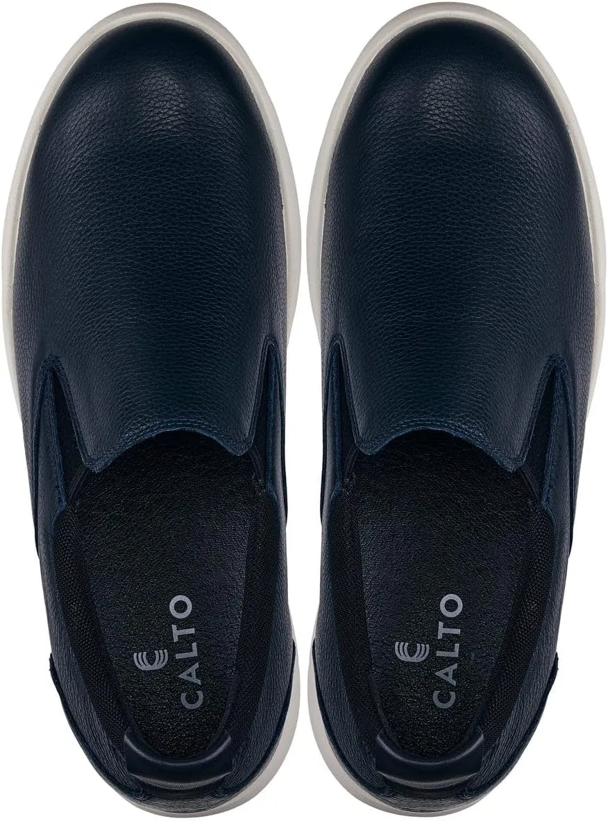 CALTO Men's Invisible Height Increasing Elevator Loafers - Dark Slate Blue Lightweight Slip-on Casual Loafers - 2.8 Inches Taller - J1421 - Size 6 D(M) US