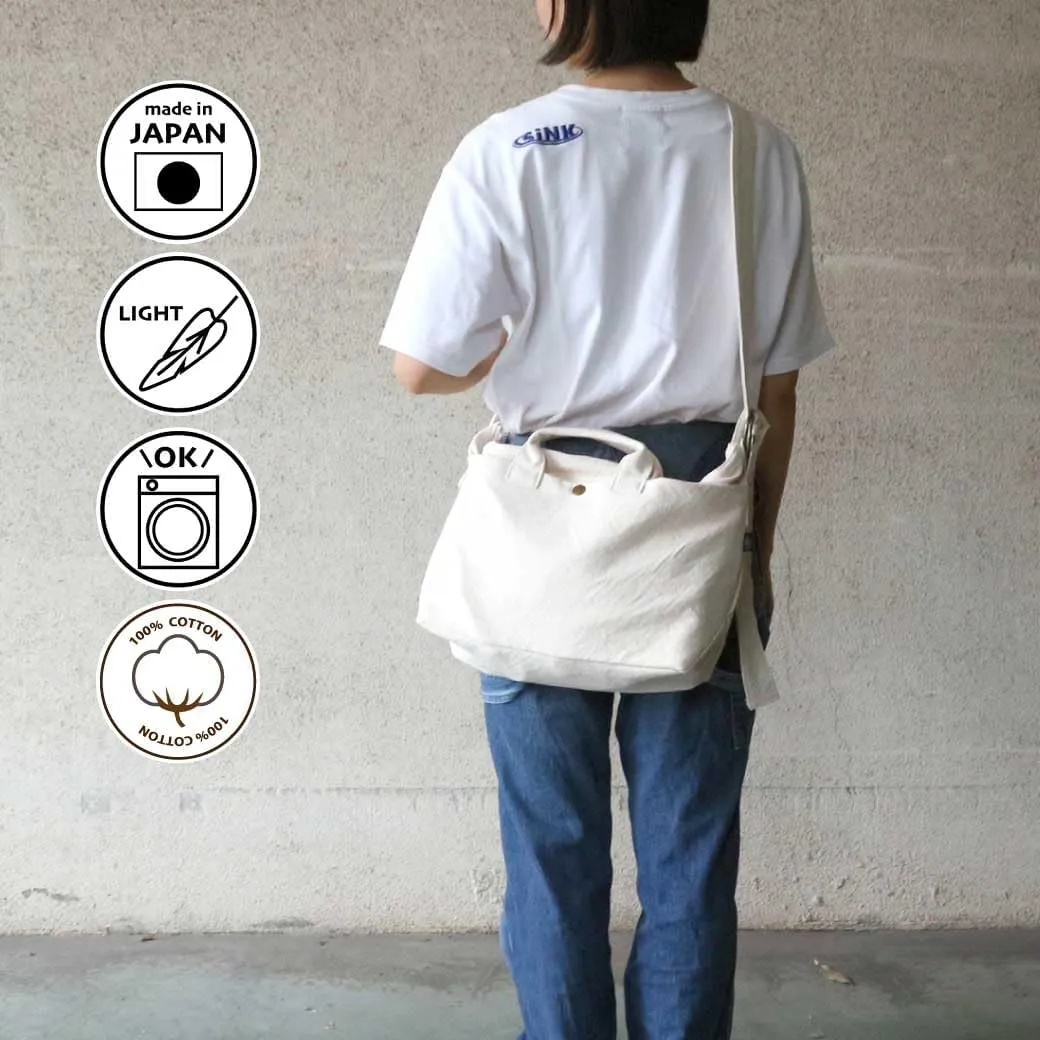 Canvas Boat-shaped Tote Bag Zipper Cotton100% japan Washable Adjustable Lightweight Soft ZIP Bag (VC-39)