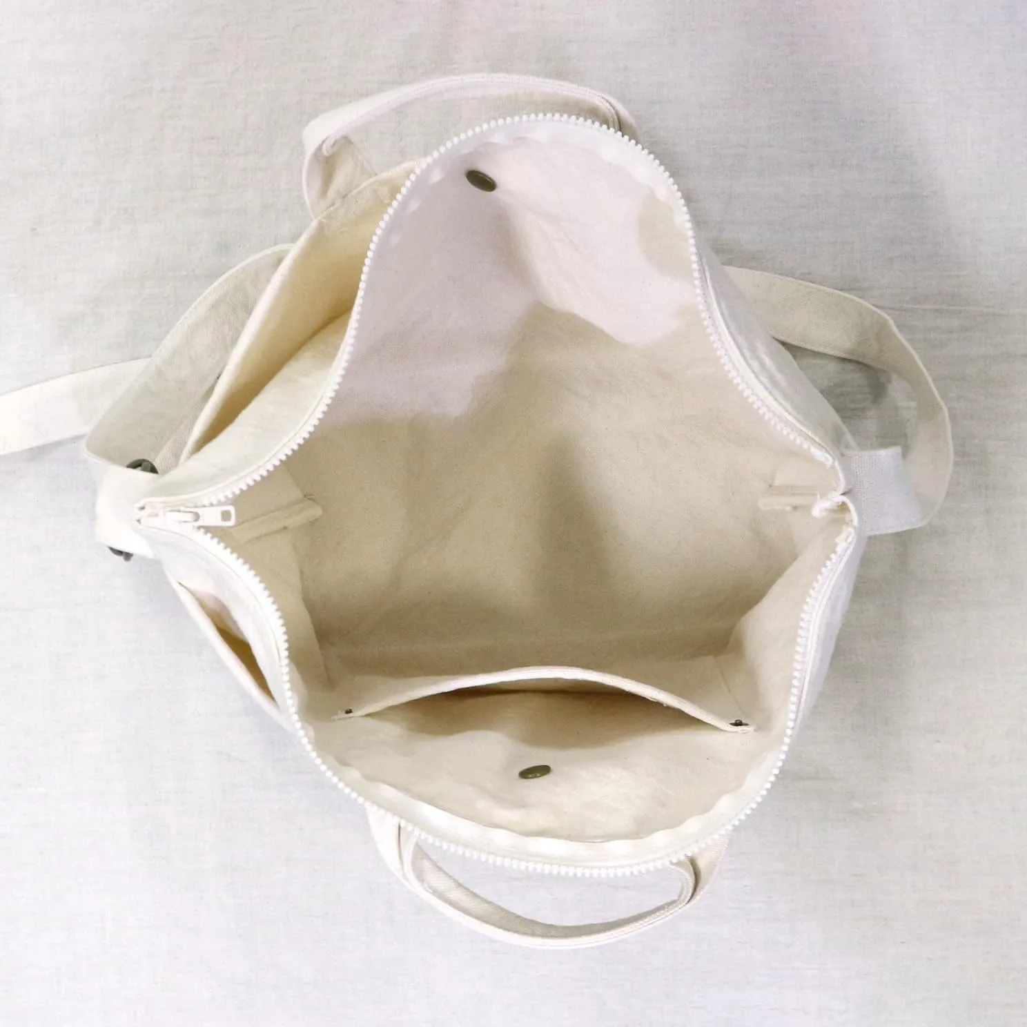 Canvas Boat-shaped Tote Bag Zipper Cotton100% japan Washable Adjustable Lightweight Soft ZIP Bag (VC-39)