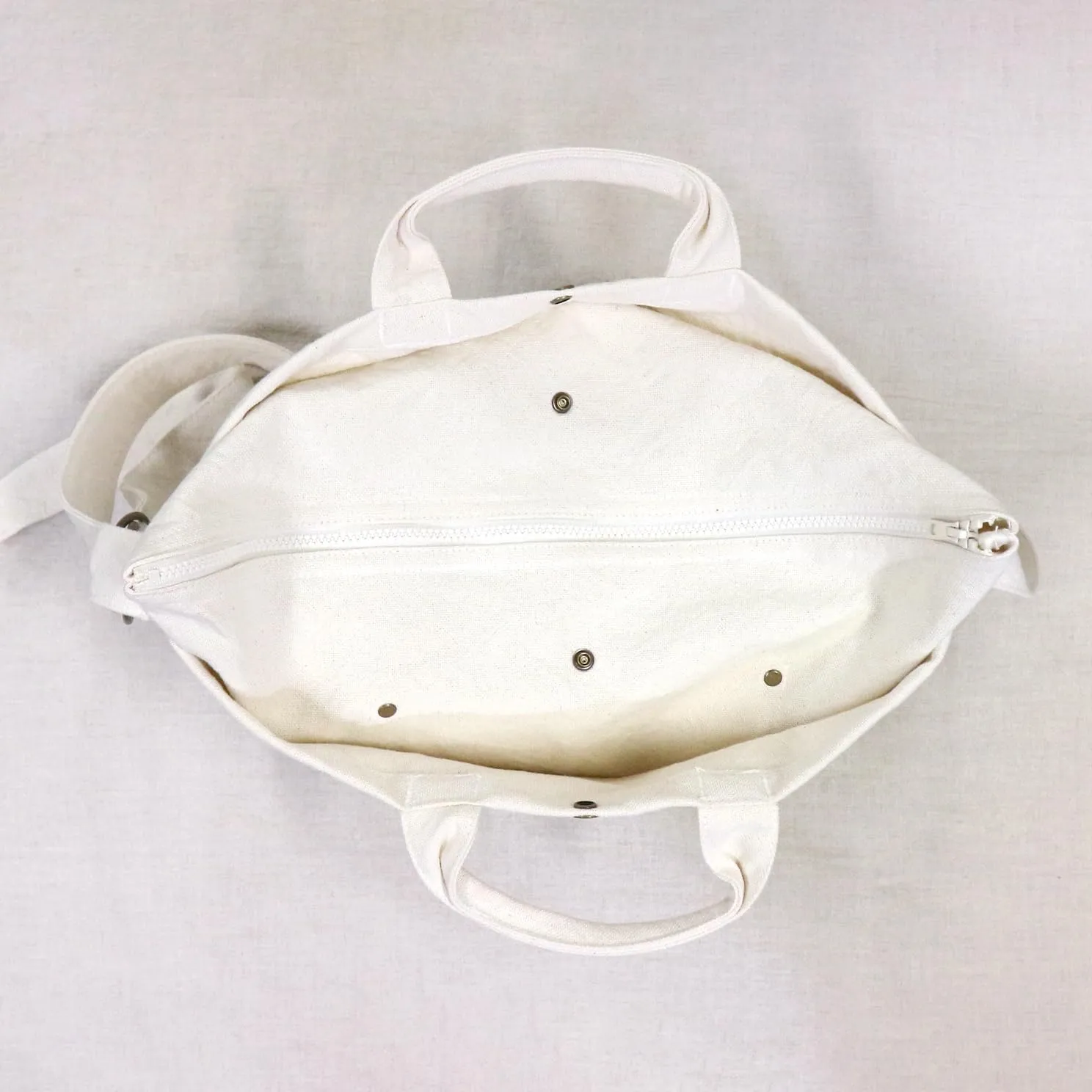 Canvas Boat-shaped Tote Bag Zipper Cotton100% japan Washable Adjustable Lightweight Soft ZIP Bag (VC-39)