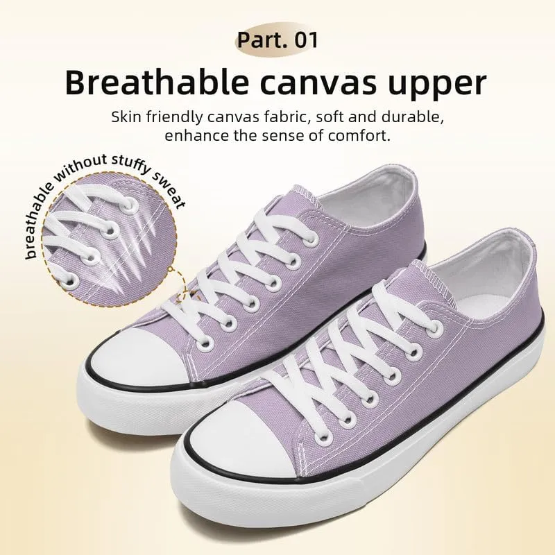 Canvas Shoes for Women Men Low Top Lace Up Sneakers Canvas Fashion Sneakers Classic Casual Walking Shoes Comfortable Breathable