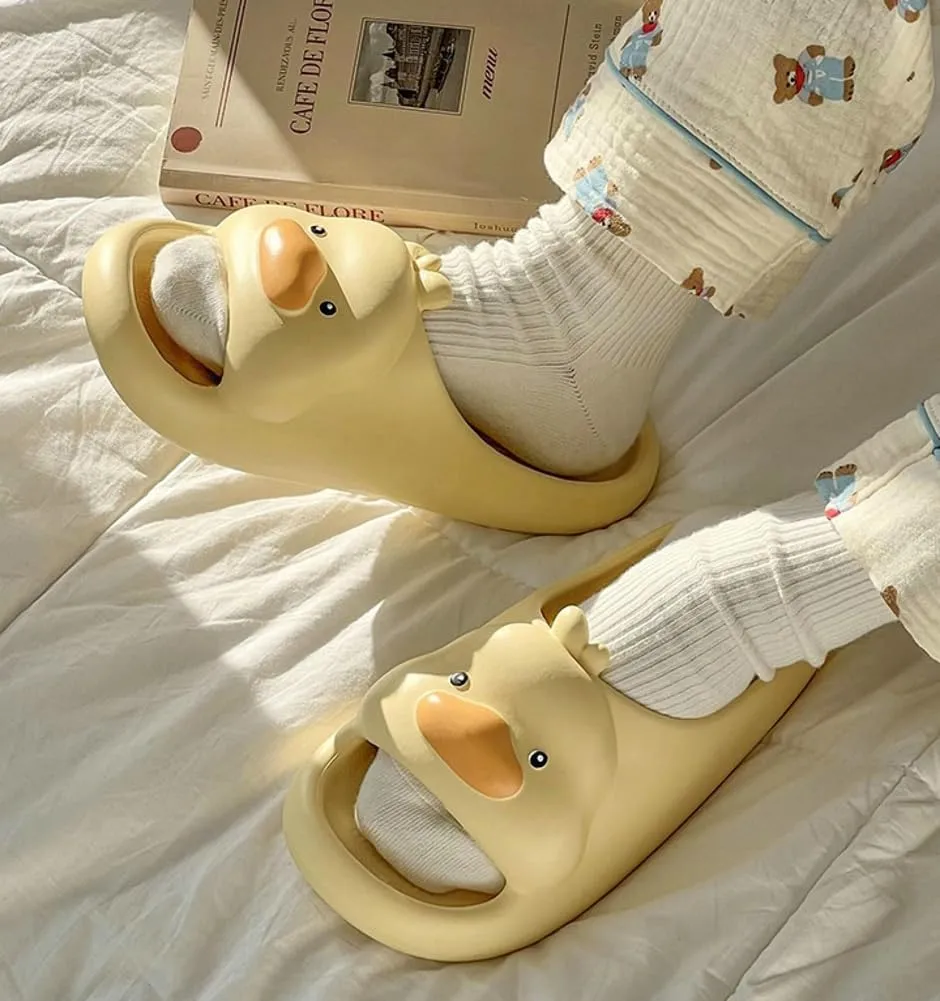 Cartoon Duck Slippers Slides for Women Men Cute Cloud Slides Slipper Unisex Animals Beach Slippers Lightweight Summer Shoes