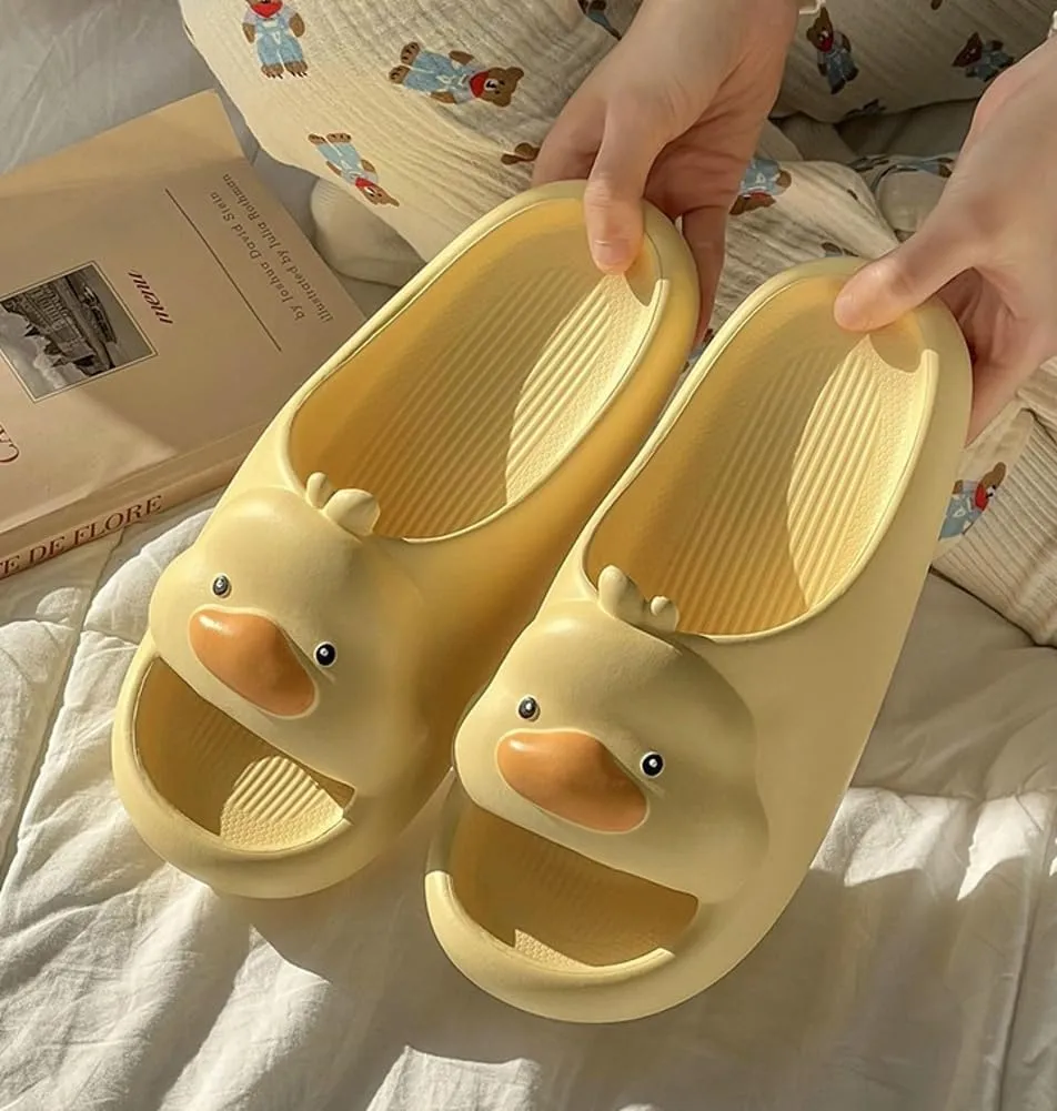 Cartoon Duck Slippers Slides for Women Men Cute Cloud Slides Slipper Unisex Animals Beach Slippers Lightweight Summer Shoes