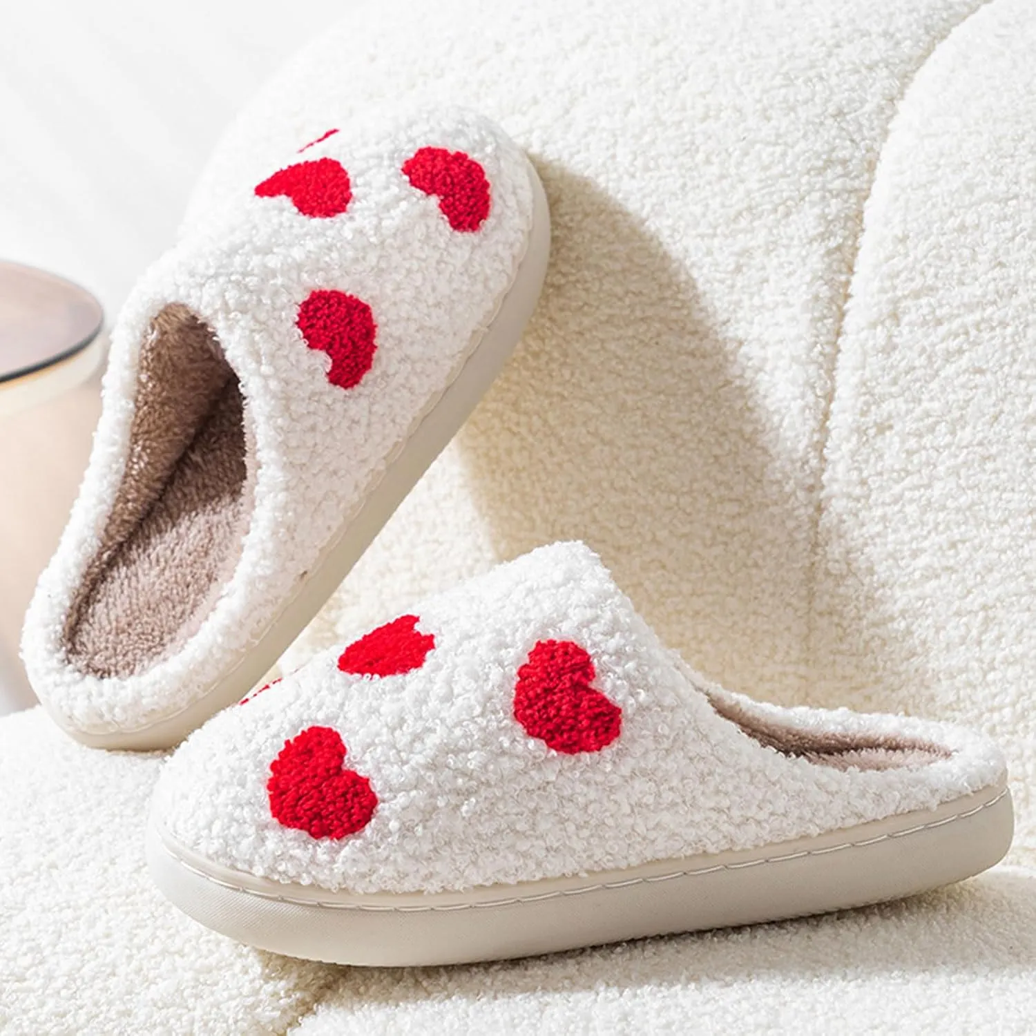 Cartoon Slippers for Womens Mens Cute Cozy Plush Warm Slip-on House Shoes for Indoor and Outdoor Meet Me at Midnight Strawberry Mushroom Evil Eyes Love Heart Slippers