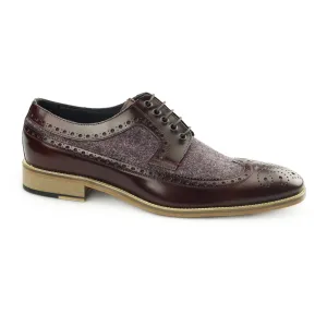 Carvelos CATANIA Mens Leather Tweed Brogues Bordo/Bordo