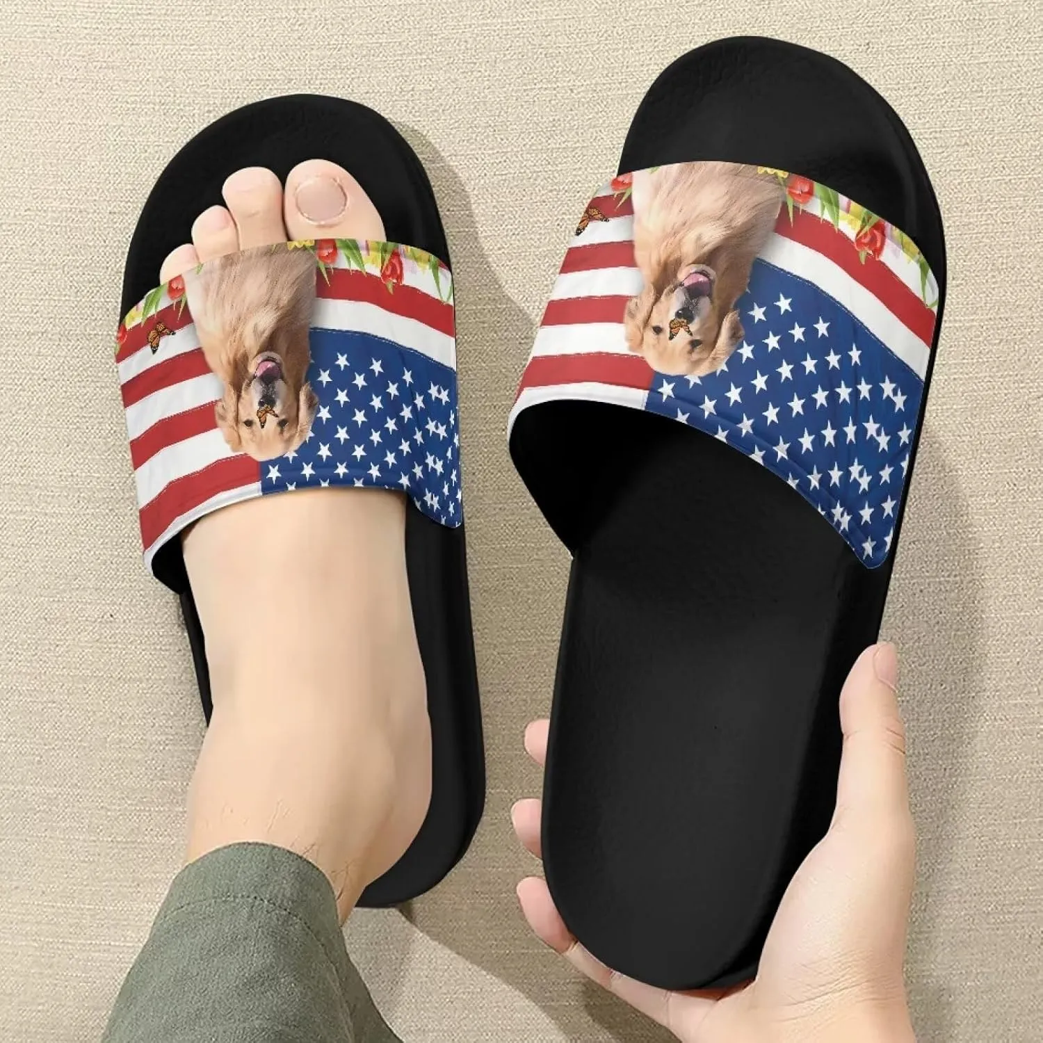 Casual Non-slip Slide Sandals for Women Men Open Toe House Sole Slipper Flat Lightweight Slipper for Bathroom Beach