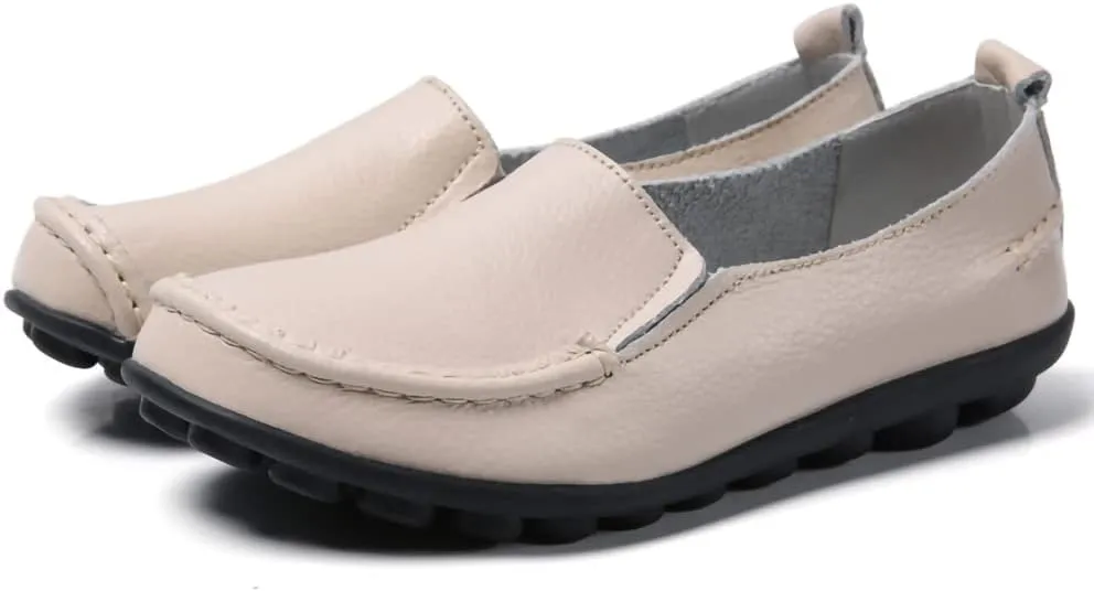 Casual Womens Loafers Shoes Soft Leather Lightweight Classic Penny Slip-on Loafers Outdoor Indooor Walking Driving Moccasins Flats for Womens Nurse Loafers Flats