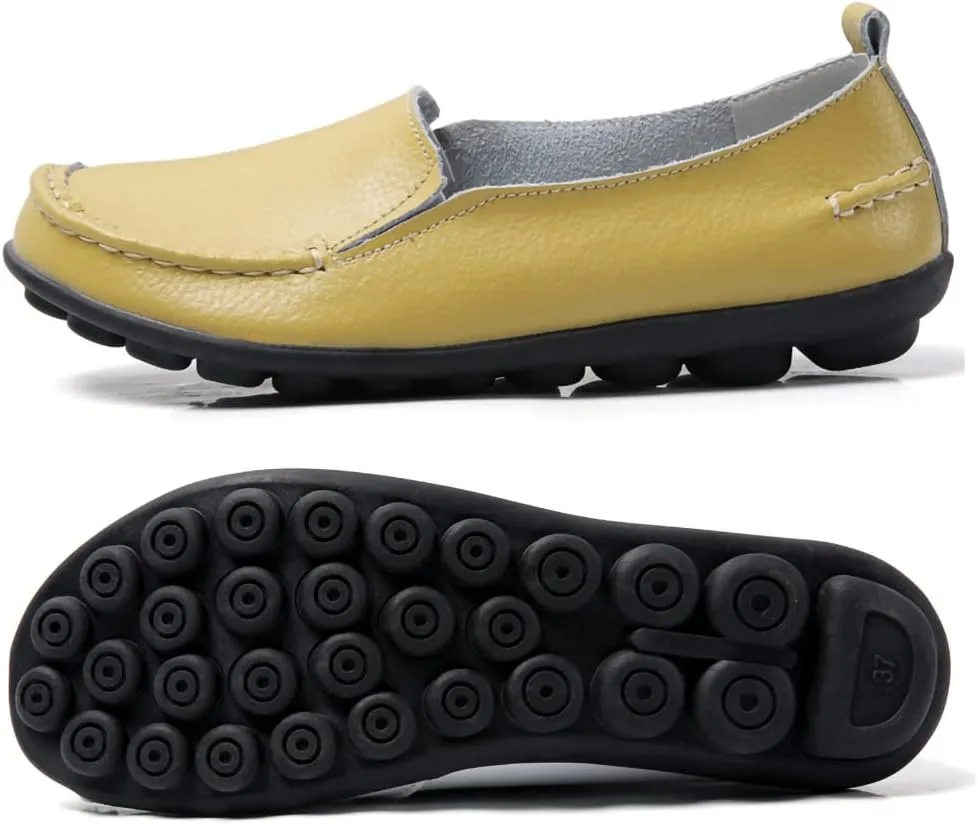 Casual Womens Loafers Shoes Soft Leather Lightweight Classic Penny Slip-on Loafers Outdoor Indooor Walking Driving Moccasins Flats for Womens Nurse Loafers Flats