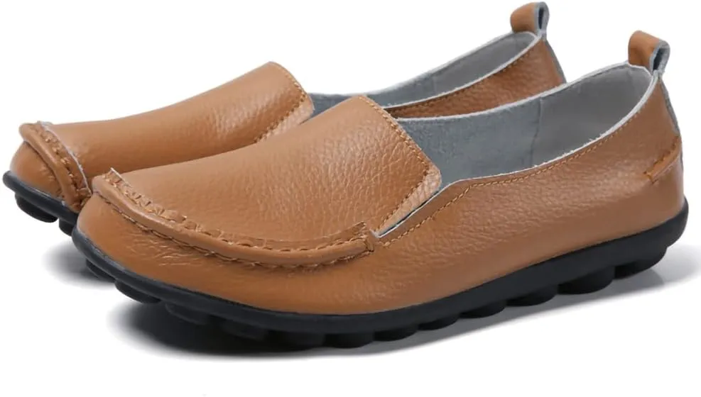 Casual Womens Loafers Shoes Soft Leather Lightweight Classic Penny Slip-on Loafers Outdoor Indooor Walking Driving Moccasins Flats for Womens Nurse Loafers Flats