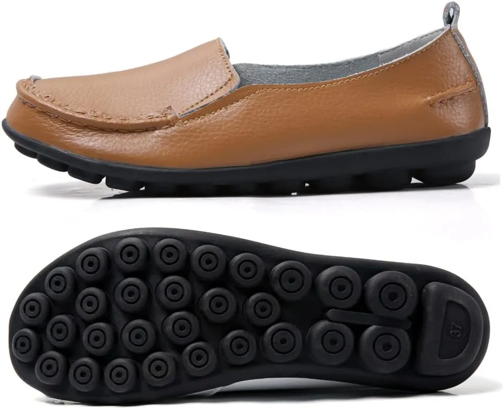 Casual Womens Loafers Shoes Soft Leather Lightweight Classic Penny Slip-on Loafers Outdoor Indooor Walking Driving Moccasins Flats for Womens Nurse Loafers Flats