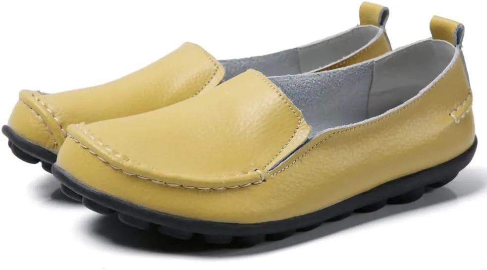 Casual Womens Loafers Shoes Soft Leather Lightweight Classic Penny Slip-on Loafers Outdoor Indooor Walking Driving Moccasins Flats for Womens Nurse Loafers Flats