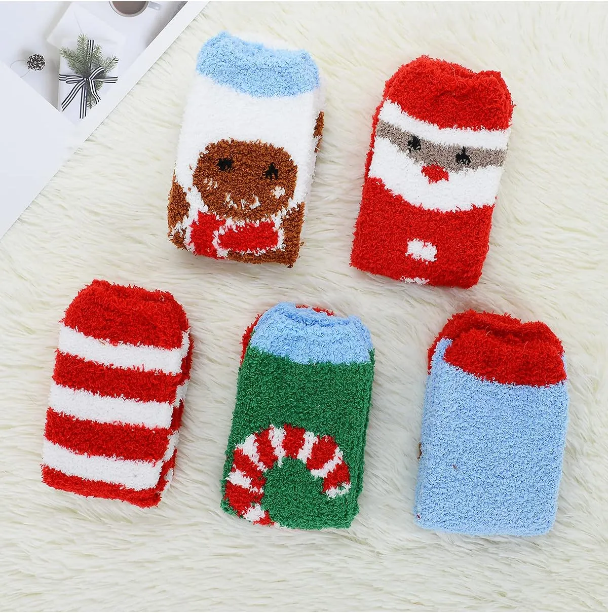 Century Star Anti Slip Plush Slipper Grip Soft Socks Women Yoga Pilates Soft Warm Cozy Socks For Christmas