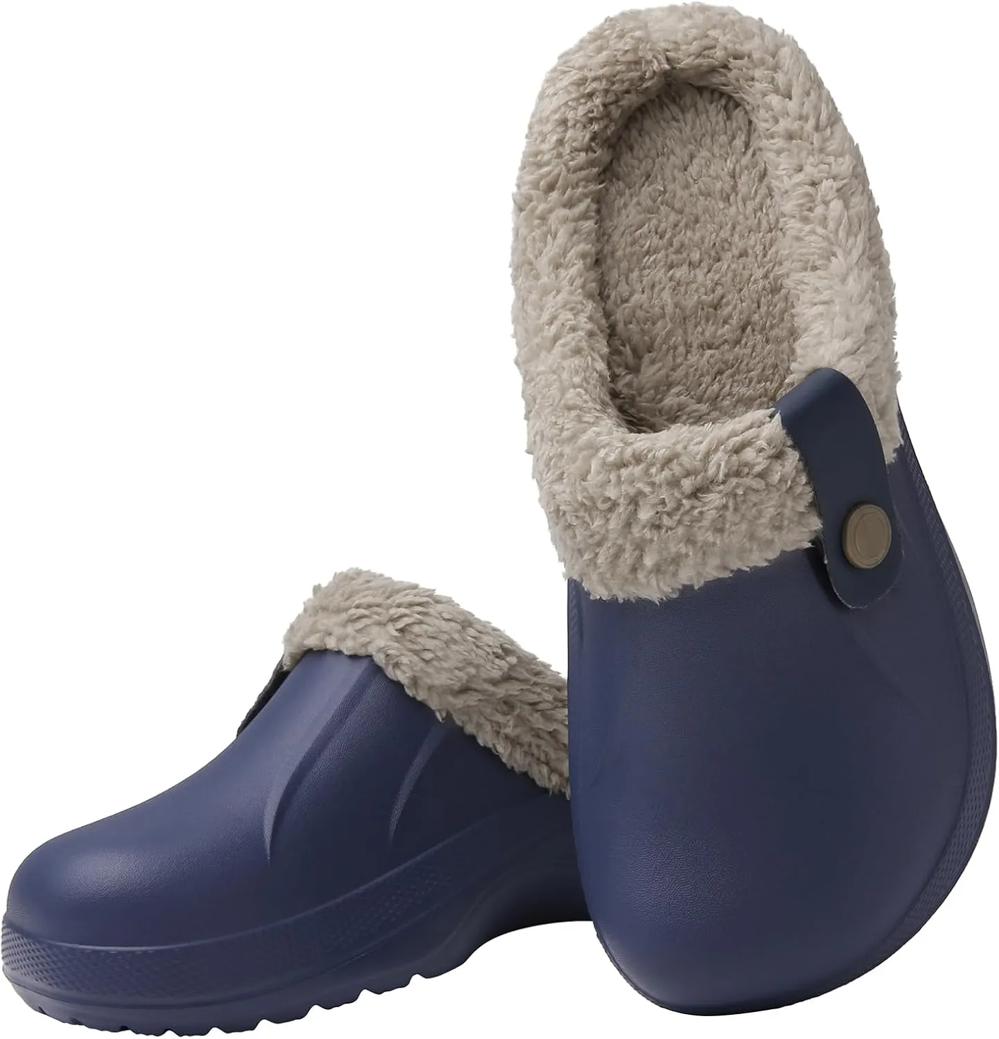 ChayChax Women and Men Fur Lined Clogs Memory Foam Warm Fuzzy Slippers Winter Waterproof Indoor Outdoor Slipper