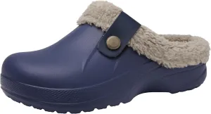 ChayChax Women and Men Fur Lined Clogs Memory Foam Warm Fuzzy Slippers Winter Waterproof Indoor Outdoor Slipper
