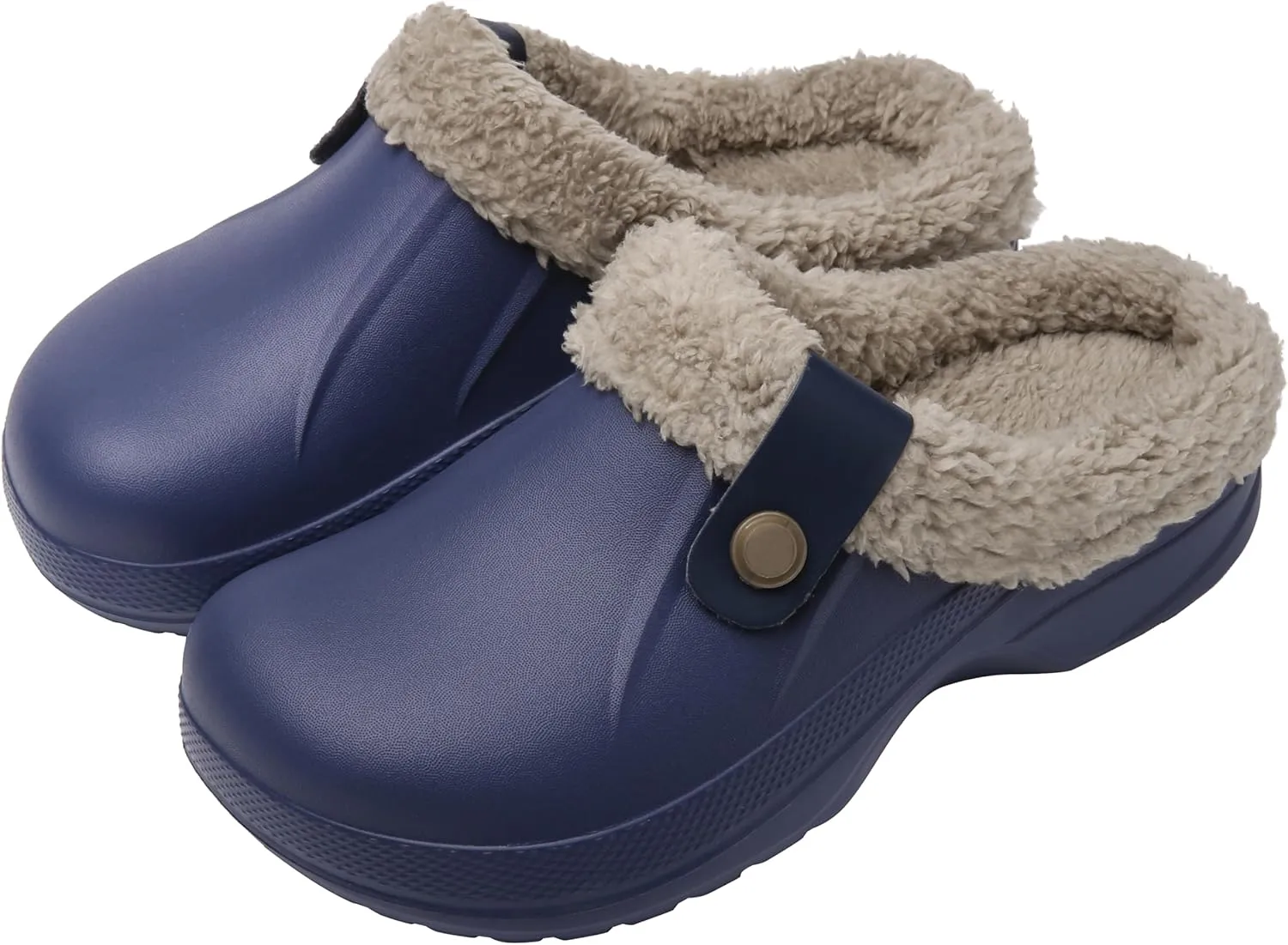 ChayChax Women and Men Fur Lined Clogs Memory Foam Warm Fuzzy Slippers Winter Waterproof Indoor Outdoor Slipper