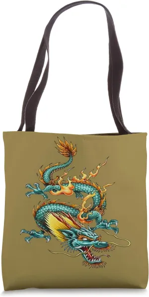 Chinese Ambitious Fire Dragon Mythical Creature Tote Bag