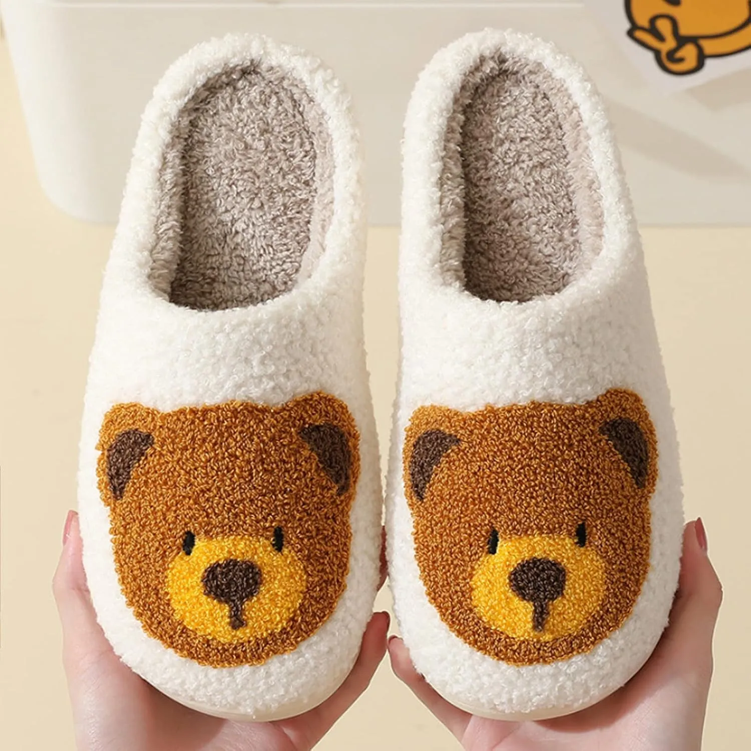 Christmas Slippers Reindeer Slippers for Women and Men Holiday Halloween Slippers Indoor Bedroom Fluffy Warm Fleece Slippers Winter Soft Cozy Home Non-Slip Soft Plush Slip-on Wool Lined House Shoes
