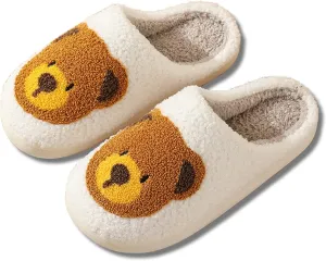 Christmas Slippers Reindeer Slippers for Women and Men Holiday Halloween Slippers Indoor Bedroom Fluffy Warm Fleece Slippers Winter Soft Cozy Home Non-Slip Soft Plush Slip-on Wool Lined House Shoes