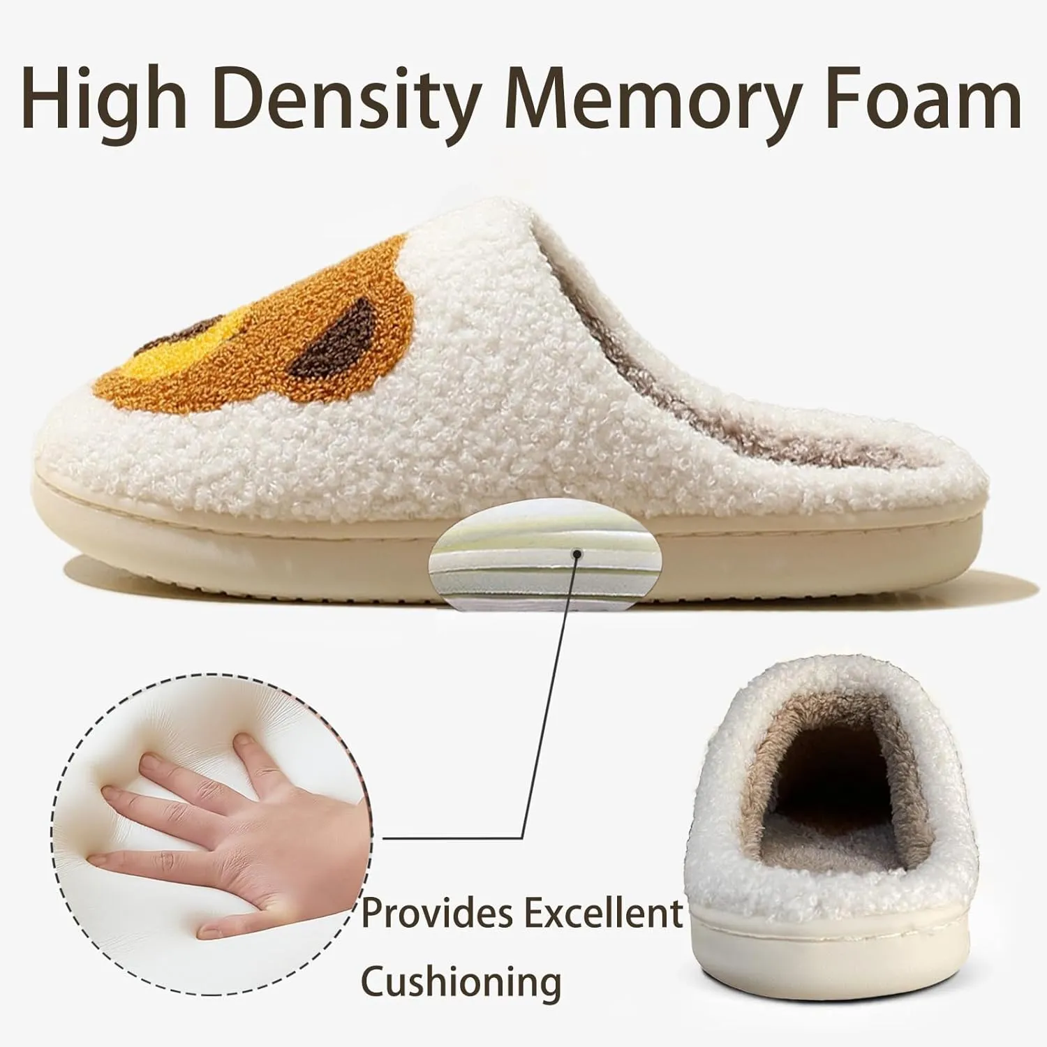 Christmas Slippers Reindeer Slippers for Women and Men Holiday Halloween Slippers Indoor Bedroom Fluffy Warm Fleece Slippers Winter Soft Cozy Home Non-Slip Soft Plush Slip-on Wool Lined House Shoes