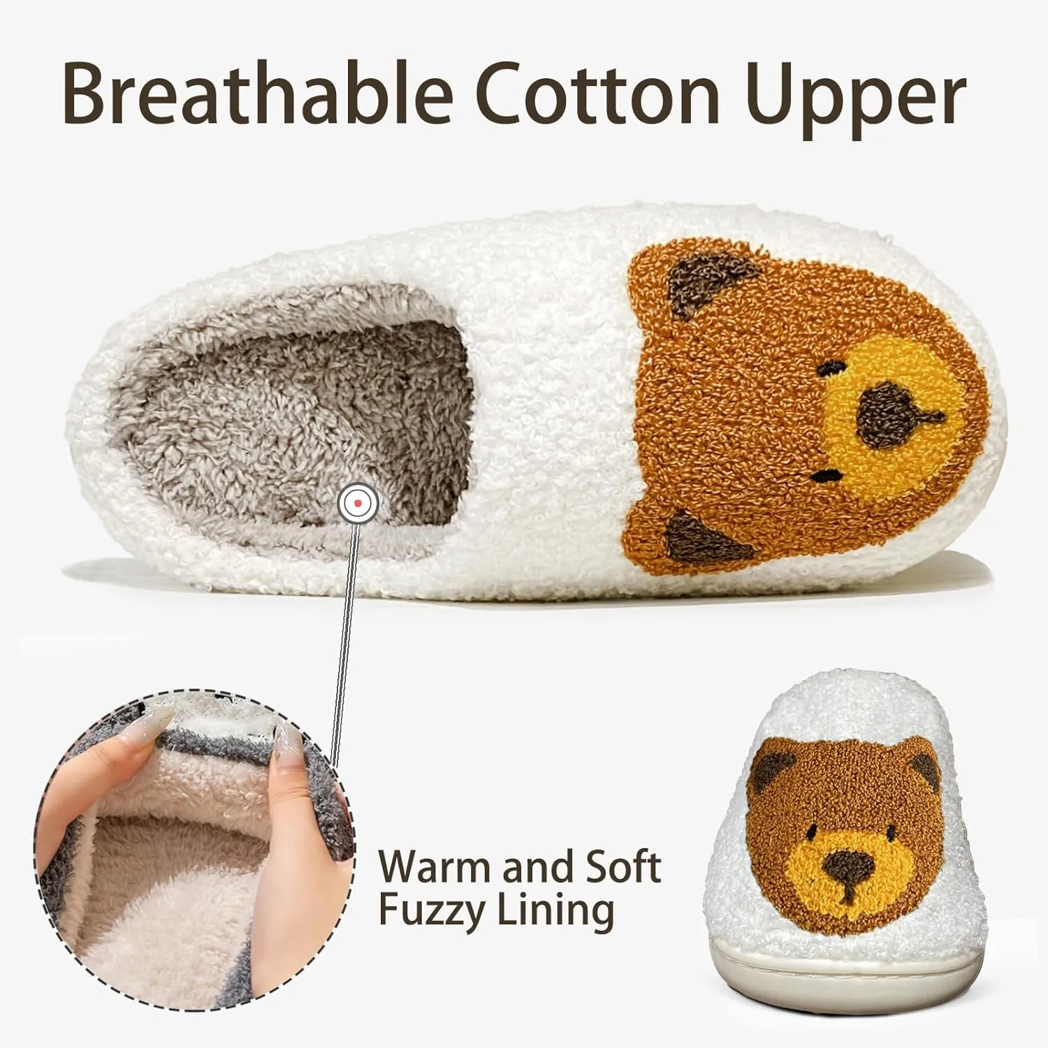 Christmas Slippers Reindeer Slippers for Women and Men Holiday Halloween Slippers Indoor Bedroom Fluffy Warm Fleece Slippers Winter Soft Cozy Home Non-Slip Soft Plush Slip-on Wool Lined House Shoes