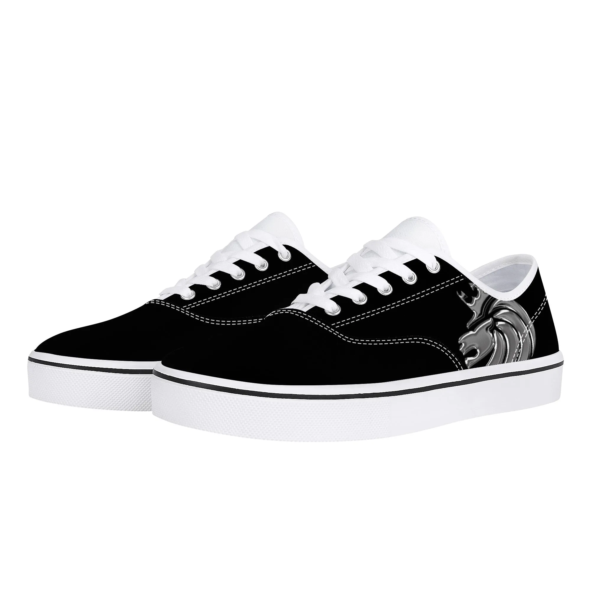 Chrome Lion - White Canvas Low Top