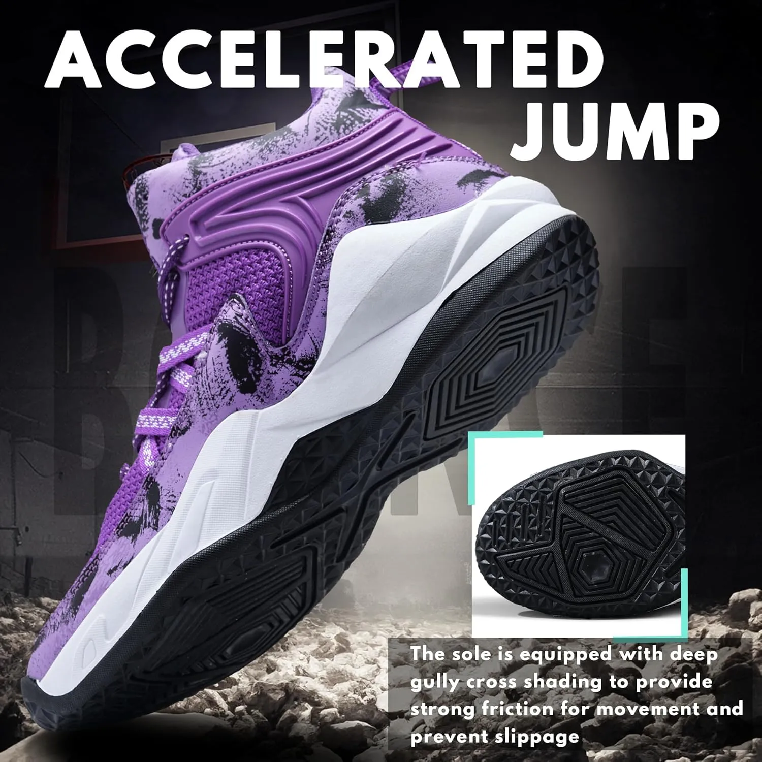 CJSPORX Men Women Basketball Shoes Breathable Non Slip Outdoor Fashion Sneakers
