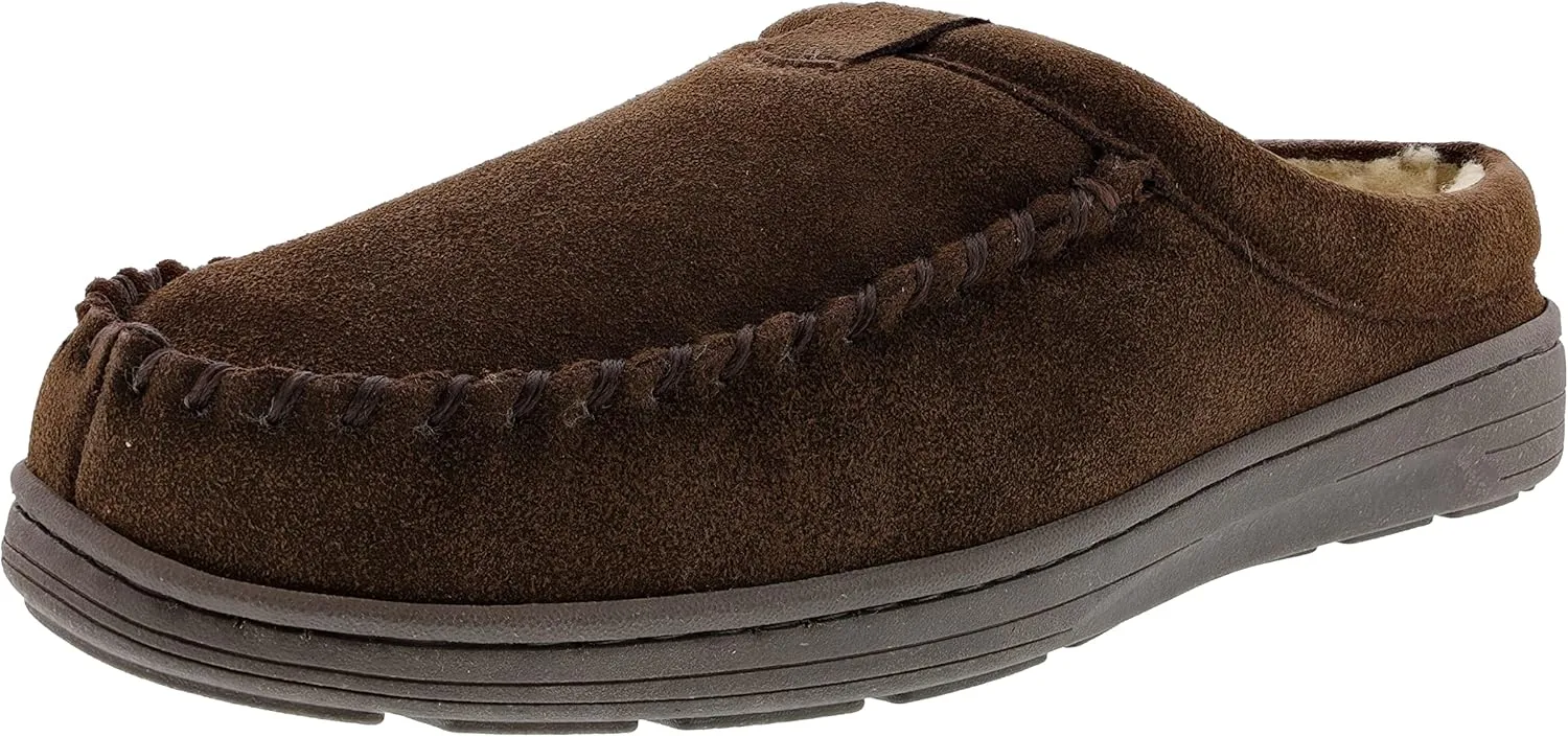Clarks Mens Cozy Open Back Suede Clog Slipper With Plush Sherpa Lining Indoor Outdoor Slippers For Men (11 M US, Dark Brown)