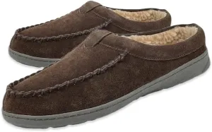 Clarks Mens Cozy Open Back Suede Clog Slipper With Plush Sherpa Lining Indoor Outdoor Slippers For Men (9 M US, Dark Brown)