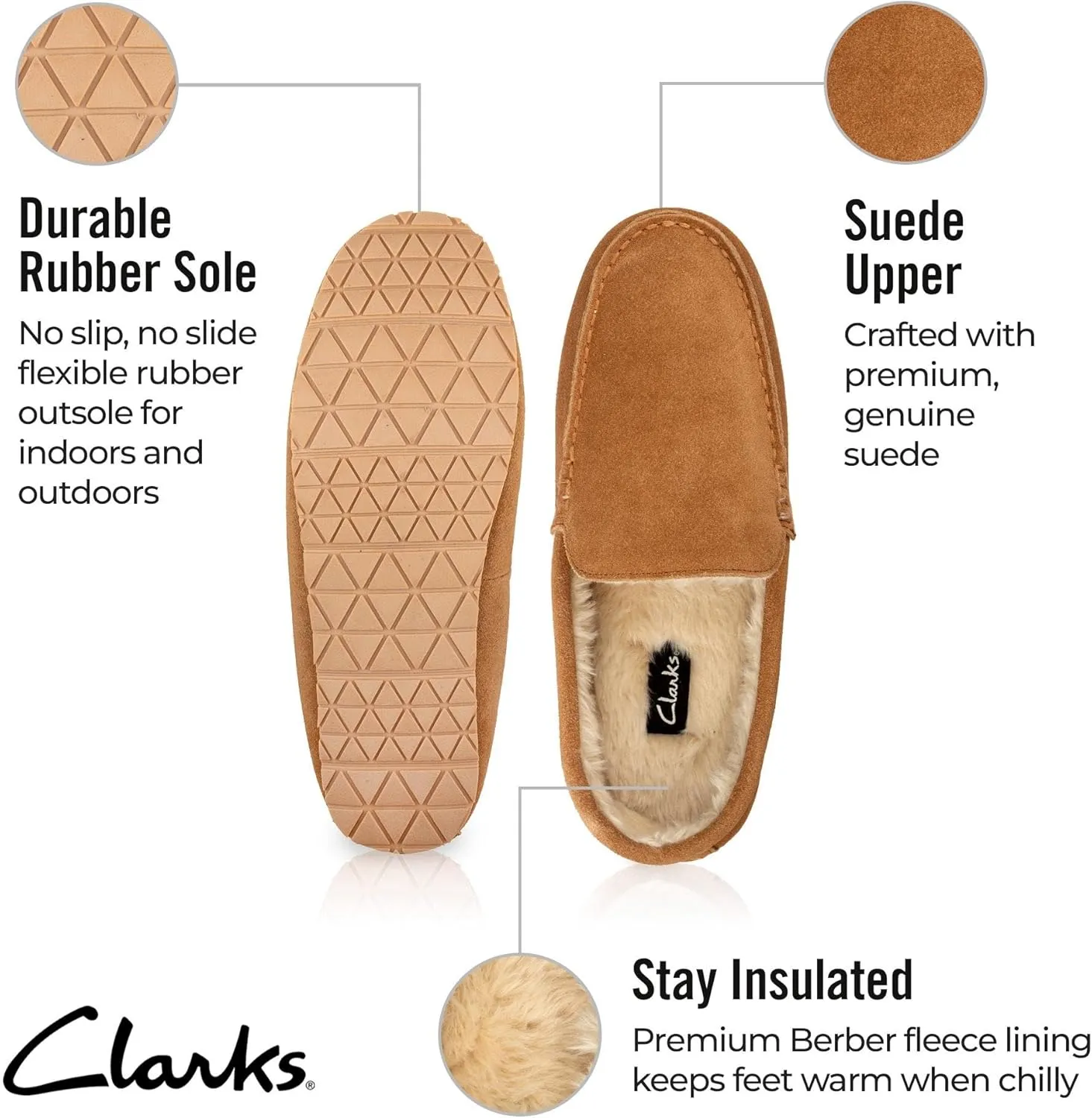 Clarks Men's, Plush Fur Venetian Slipper