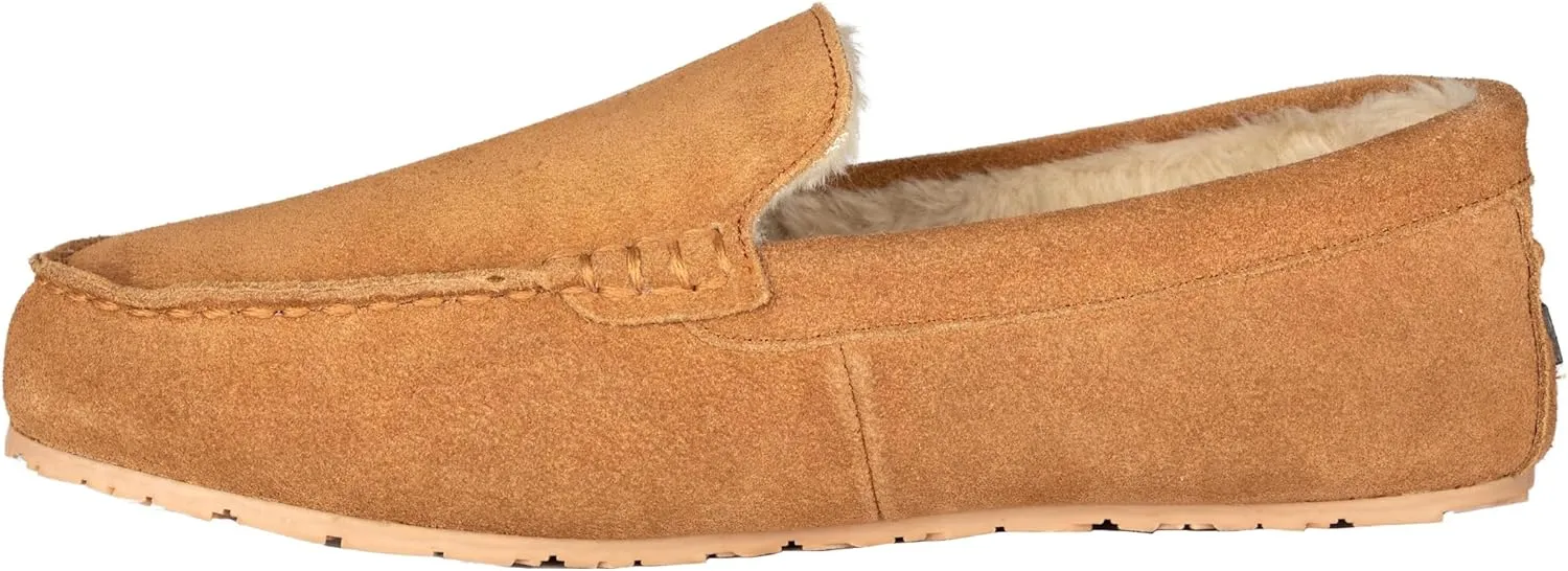 Clarks Mens Suede Moccasin Slippers Warm Cozy Indoor Outdoor Plush Faux Fur Lined Slipper For Men (10 M US, Cinnamon)