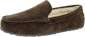 Clarks Mens Suede Moccasin Slippers Warm Cozy Indoor Outdoor Plush Faux Fur Lined Slipper For Men (12 M US, Dark Brown)