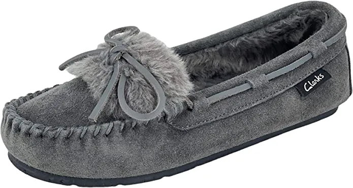 Clarks Optimized Indoor Closed Grey Faux Customer-first Holly Rounded Toe Cream Slippers Fur Outdoor