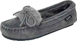 Clarks Optimized Indoor Closed Grey Faux Customer-first Holly Rounded Toe Cream Slippers Fur Outdoor