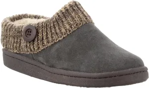 Clarks Womens Slipper Suede Leather Knitted Collar Clog Slippers - Plush Faux Fur Lining
