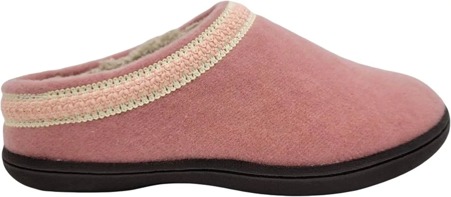 Clarks Womens Wool Felt Clog Slippers JMH1319T - Warm Cozy Plush Faux Fur Lined - Indoor Outdoor House Slipper for Women