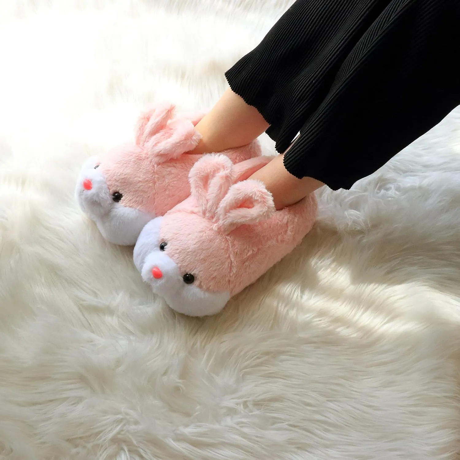 Classic Bunny Slippers - Women's Cute Animal Rabbit Plush Slippers - Funny House Shoes - Easter, Thanksgiving & Christmas Gifts